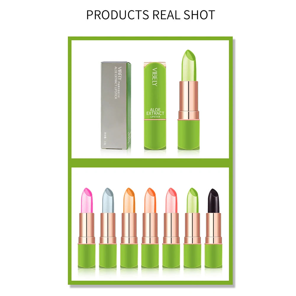 VIBELY New 5 Color Color Mood Changing Lip Balm Natural Aloe Vera Lipstick Long Lasting Moisturizing Makeup Cosmetics for Women