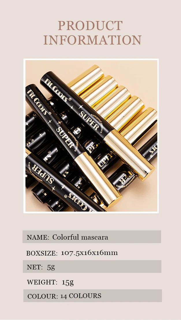 13 Colour Volume Mascara. Long Lasting. Styling. Waterproof and Quick Dry