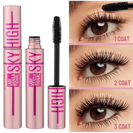 Waterproof Mascara Lengthening Eyelashes. Long Lasting Makeup Silky Eye Lash.  Black Extension and Smudge-proof Eye Korean Cosmetic