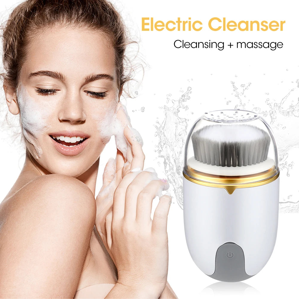 Ultrasonic Facial Cleanser Brush Electric Cleansing Face Brush 360 Rotate Skin Care Brush Blackhead Pore Cleaner Deep Clean Tool