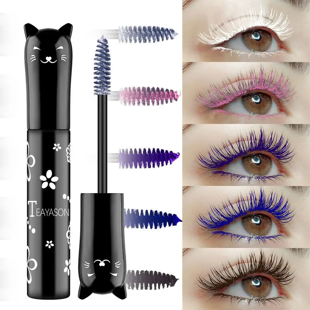 6 Color Waterproof Fast Drycara Mascara Curls Extension Non-smudge Mascara Blue Pink Purple Black White Coffee Ink Mascara