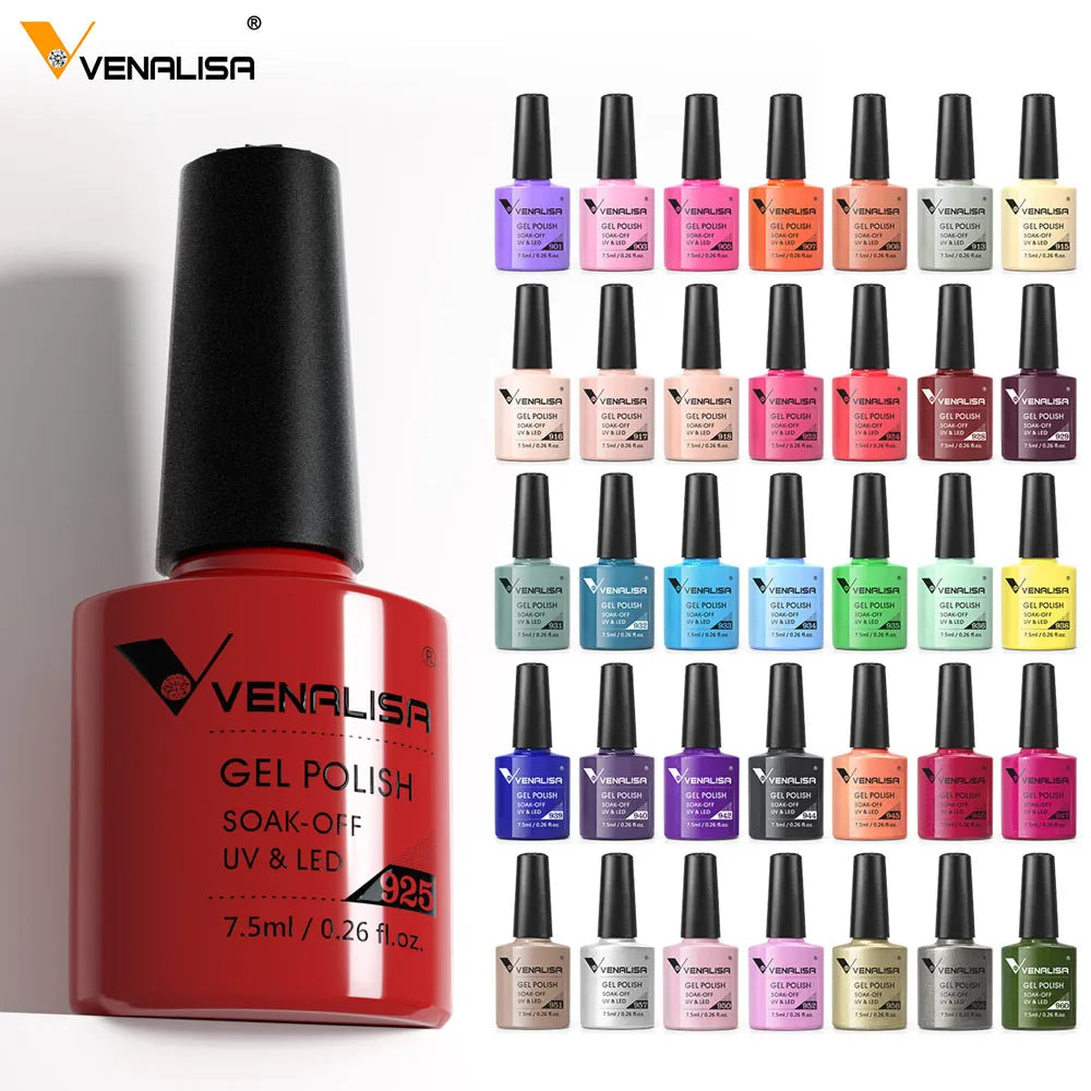 VENALISA Nail Gel Polish Semi Permanent Gellack Nail Art Salon 100 Color Glitter 7.5ml Soak off Organic UV LED Nail Gel Varnish