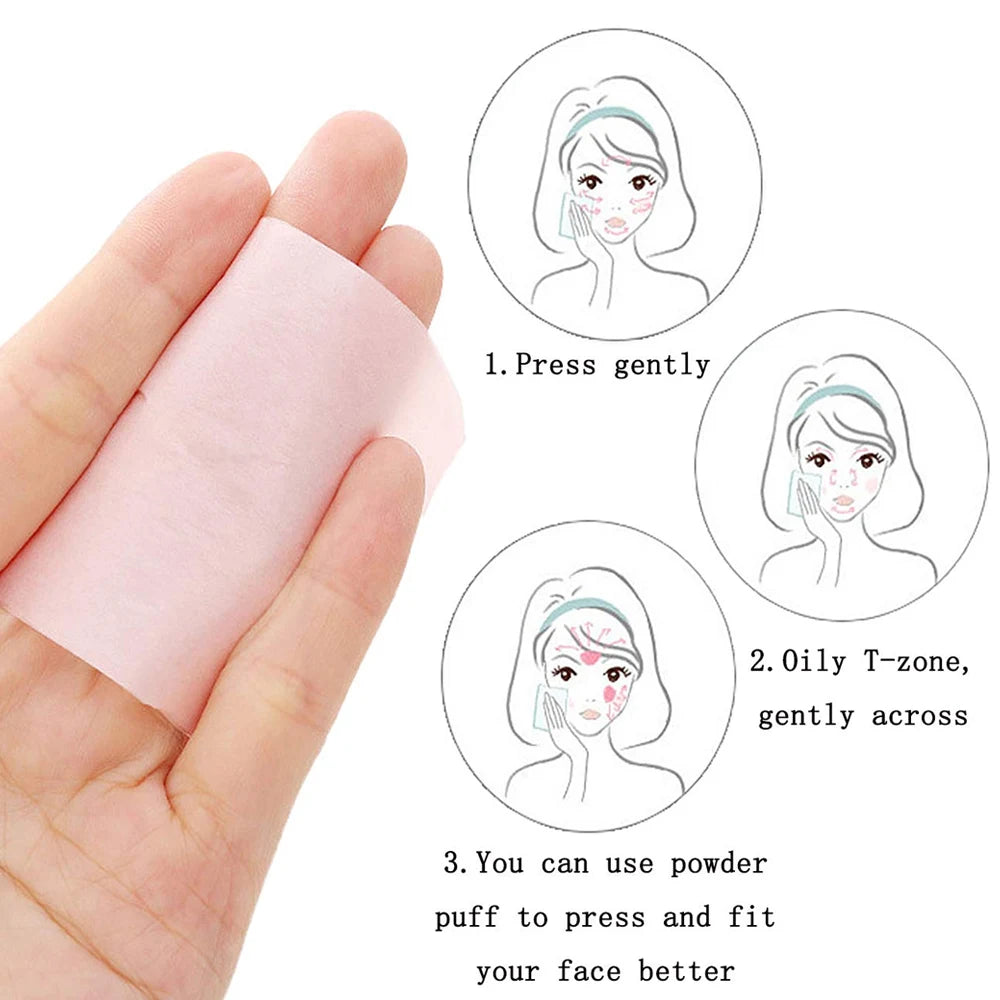 100Pcs Mattifying Face Oil Blotting Paper Protable Matting Wipes Face Absorbent Cleaning Sheets Control Oil Pads Makeup Tools