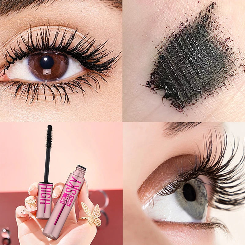 Waterproof Mascara Lengthening Eyelashes. Long Lasting Makeup Silky Eye Lash.  Black Extension and Smudge-proof Eye Korean Cosmetic