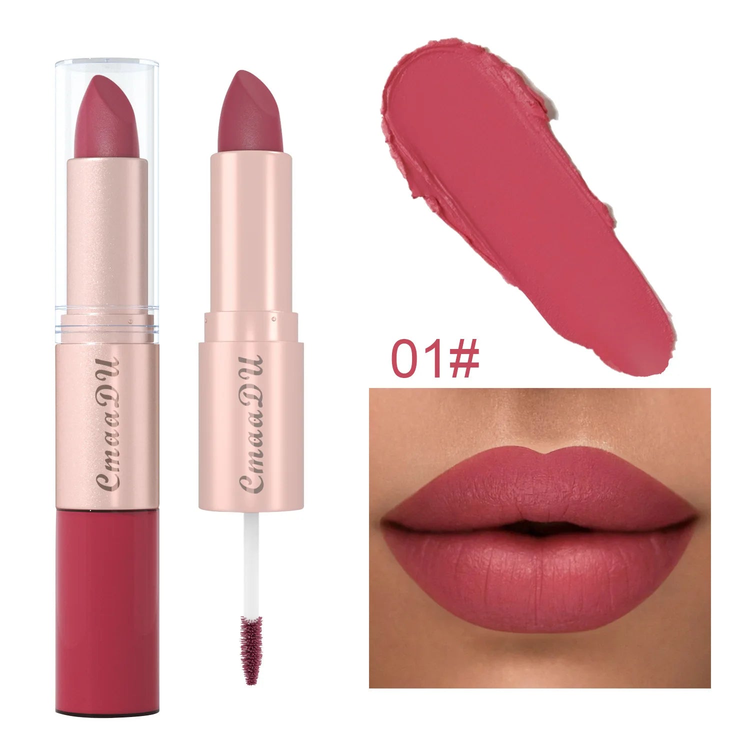 CmaaDu 12 color 2 in 1 24HR Locked Kiss. Weightless Colour. Waterproof Matte Lipgloss, Lipstick Long Lasting Lipstick.