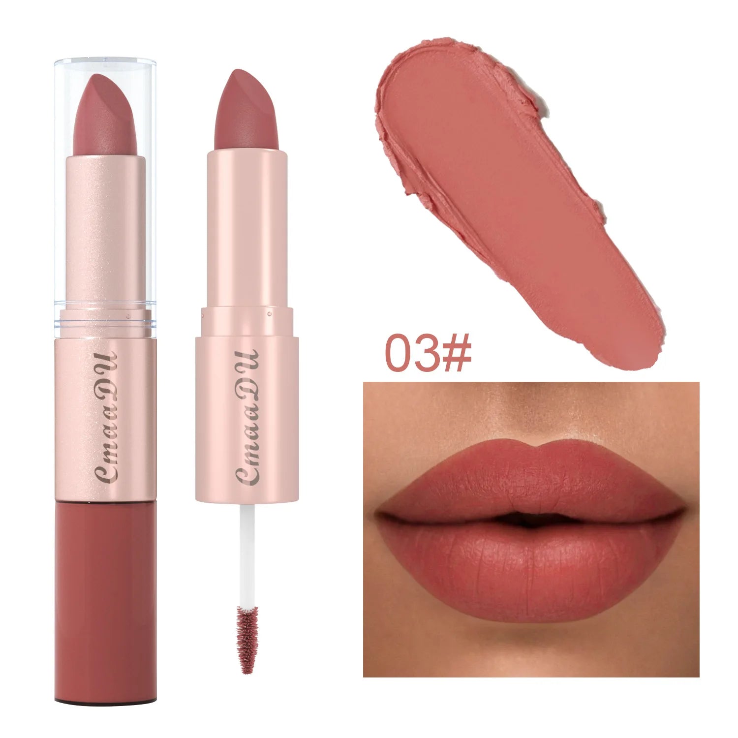 CmaaDu 12 color 2 in 1 24HR Locked Kiss. Weightless Colour. Waterproof Matte Lipgloss, Lipstick Long Lasting Lipstick.