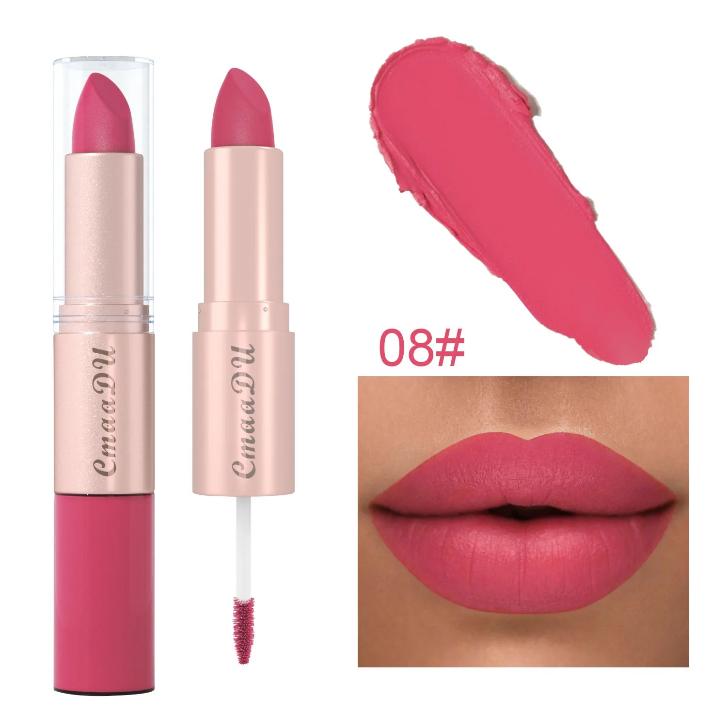 CmaaDu 12 color 2 in 1 24HR Locked Kiss. Weightless Colour. Waterproof Matte Lipgloss, Lipstick Long Lasting Lipstick.