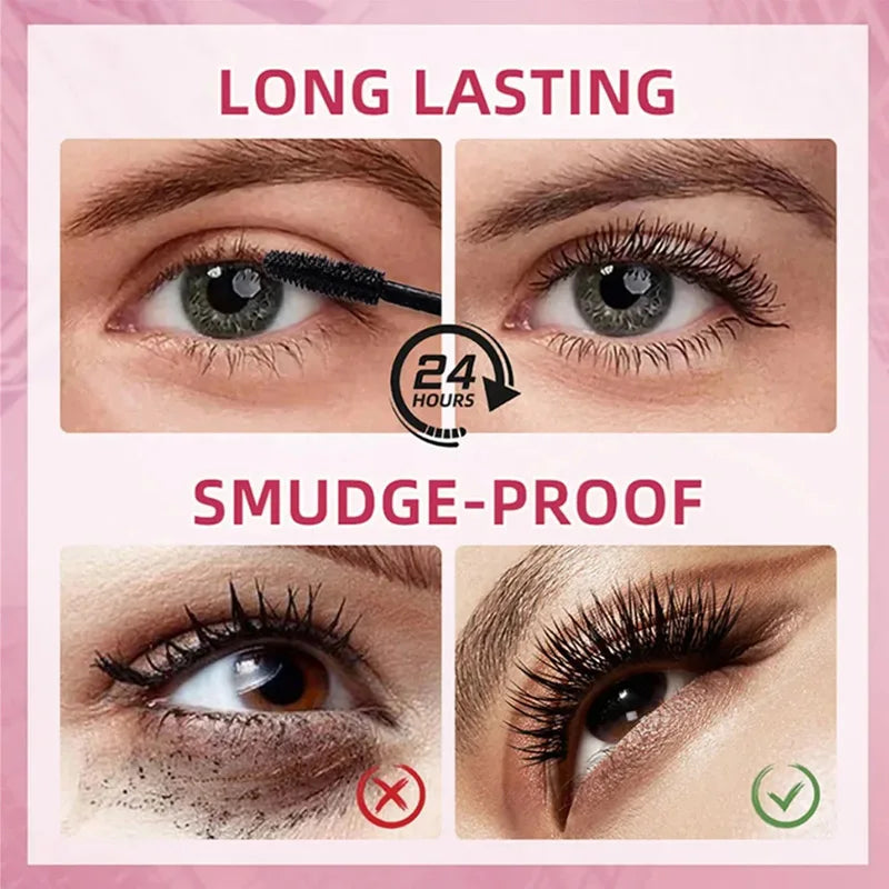 Waterproof Mascara Lengthening Eyelashes. Long Lasting Makeup Silky Eye Lash.  Black Extension and Smudge-proof Eye Korean Cosmetic