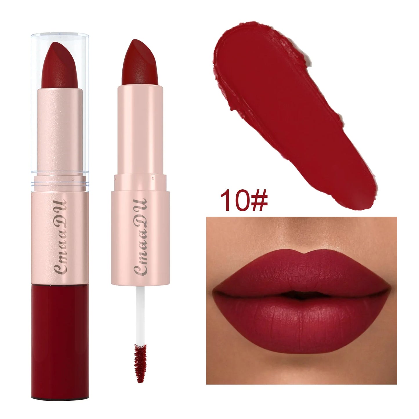 CmaaDu 12 color 2 in 1 24HR Locked Kiss. Weightless Colour. Waterproof Matte Lipgloss, Lipstick Long Lasting Lipstick.