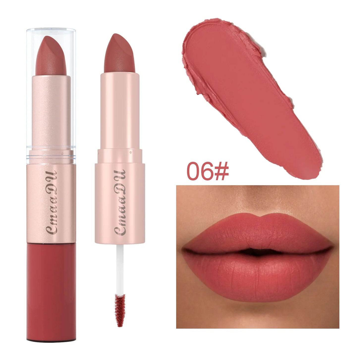 CmaaDu 12 color 2 in 1 24HR Locked Kiss. Weightless Colour. Waterproof Matte Lipgloss, Lipstick Long Lasting Lipstick.