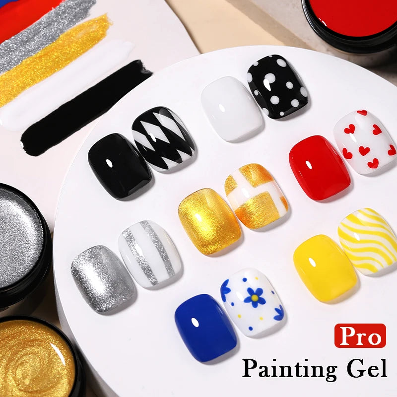 BORN PRETTY White Black Painting Gel Polish 5ml Professional Super Texture Line Flower Drawing Gel Soak Off UV Nail Art Gel