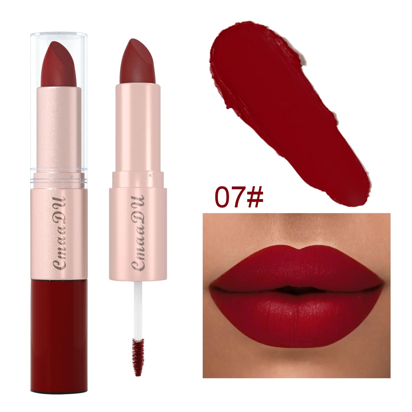 CmaaDu 12 color 2 in 1 24HR Locked Kiss. Weightless Colour. Waterproof Matte Lipgloss, Lipstick Long Lasting Lipstick.