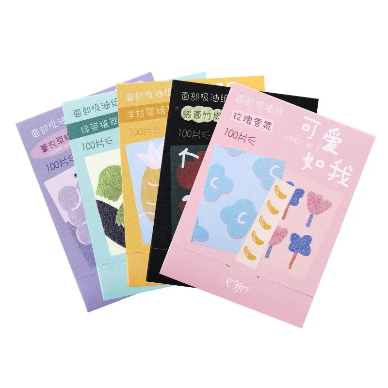 100pcs Facial Oil Blotting Sheets Paper Matte Face Wipes Oil Control Oil-absorbing Face Cleaning Beauty Makeup Tools Accessories