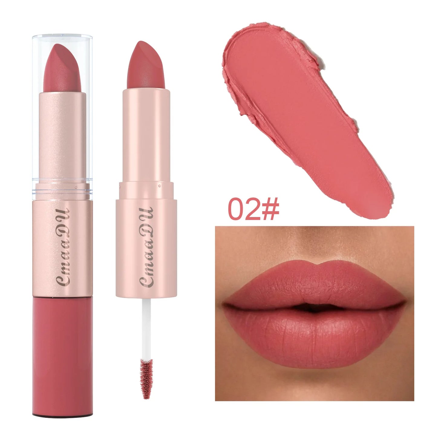 CmaaDu 12 color 2 in 1 24HR Locked Kiss. Weightless Colour. Waterproof Matte Lipgloss, Lipstick Long Lasting Lipstick.