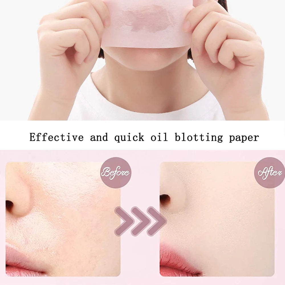 100Pcs Mattifying Face Oil Blotting Paper Protable Matting Wipes Face Absorbent Cleaning Sheets Control Oil Pads Makeup Tools