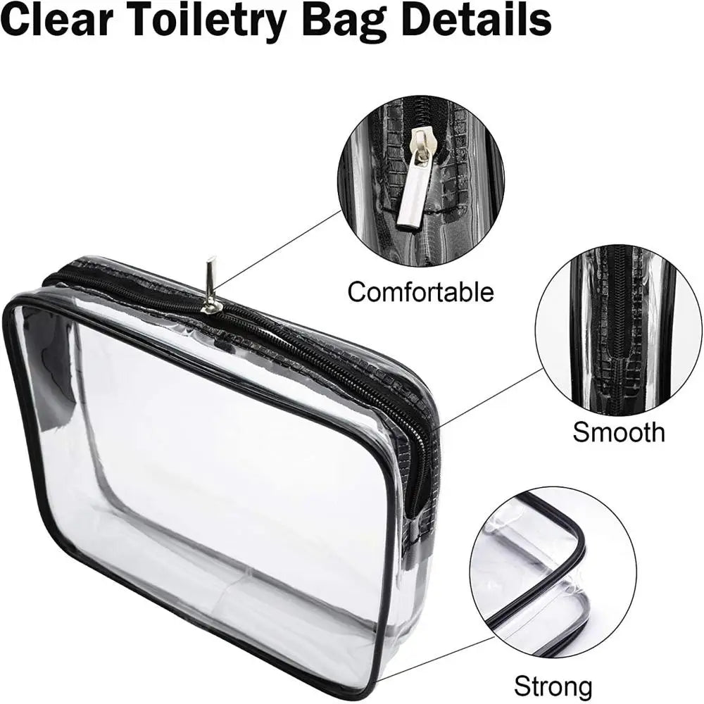 Women Waterproof Zipper Storage Pouch Transparent Cosmetic Bags Toiletry Bag Makeup Case