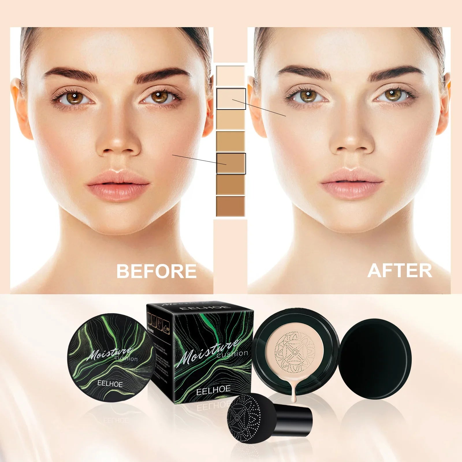 Make Magic Foundation Mushroom Head Air Cushion CC Cream Face Concealer Moisturizing Waterproof Foundation Base Makeup Cosmetics