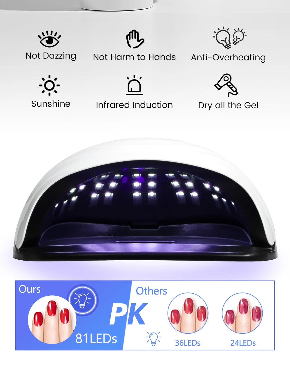 380W Big Power UV LED Nail Lamp 81 LEDS Nail Dryer Light With Auto Sensor For Professional Nail Salon Equipment Tools Home Use