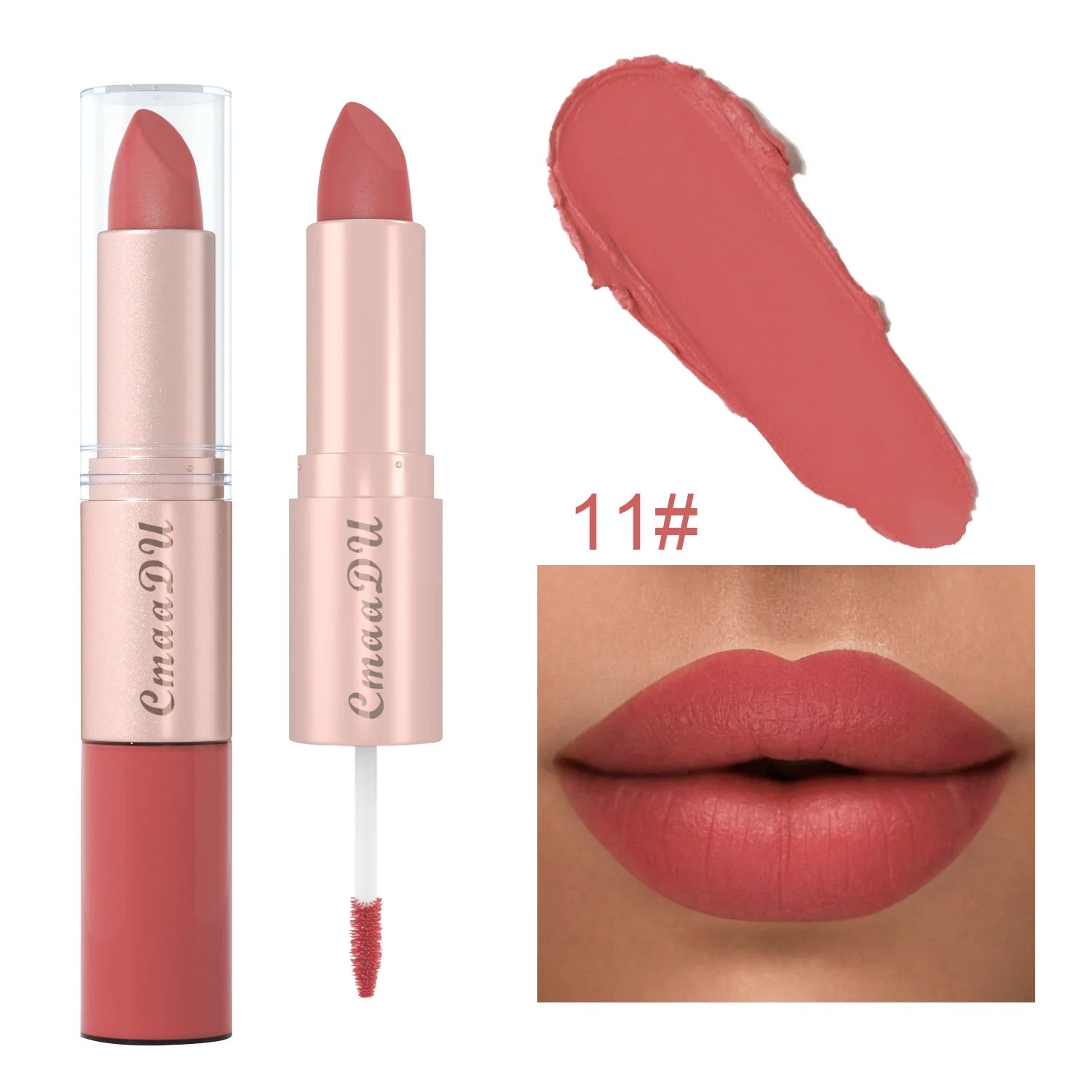 CmaaDu 12 color 2 in 1 24HR Locked Kiss. Weightless Colour. Waterproof Matte Lipgloss, Lipstick Long Lasting Lipstick.