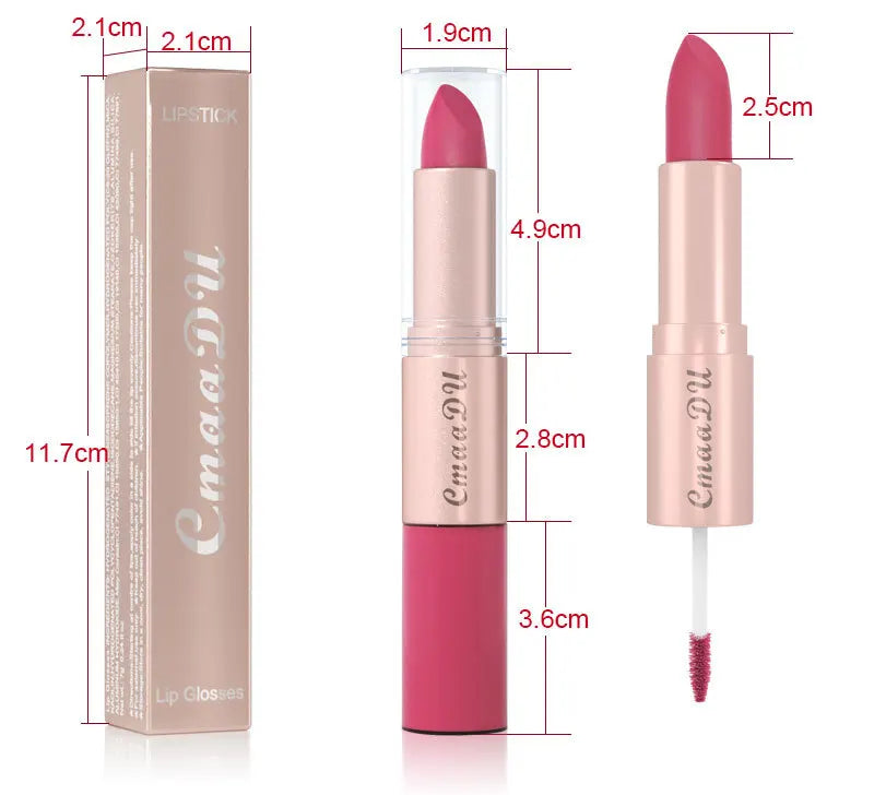 CmaaDu 12 color 2 in 1 24HR Locked Kiss. Weightless Colour. Waterproof Matte Lipgloss, Lipstick Long Lasting Lipstick.