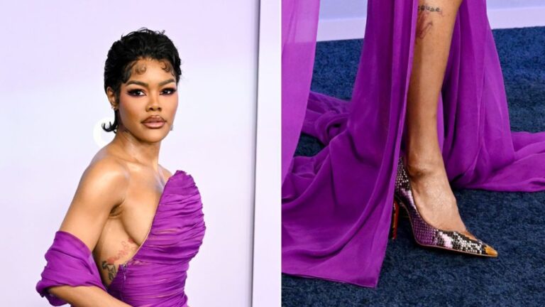 Teyana Taylor Gives Regal Purple a Python Louboutin Edge at 2026 AMAs