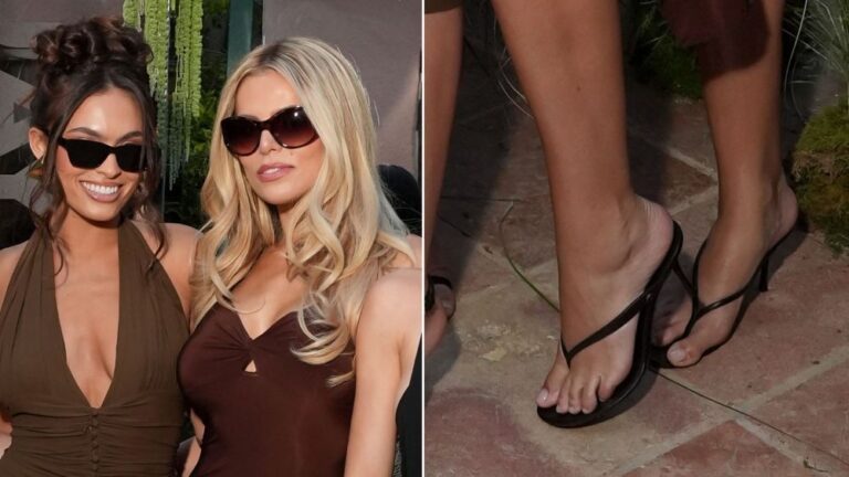 Brooks Nader Takes Kitten-heel Flip-flops After Dark at Quay