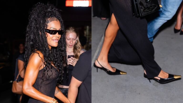 Teyana Taylor Brings Saint Laurent Cap-toe Slingbacks to Skylrk Party