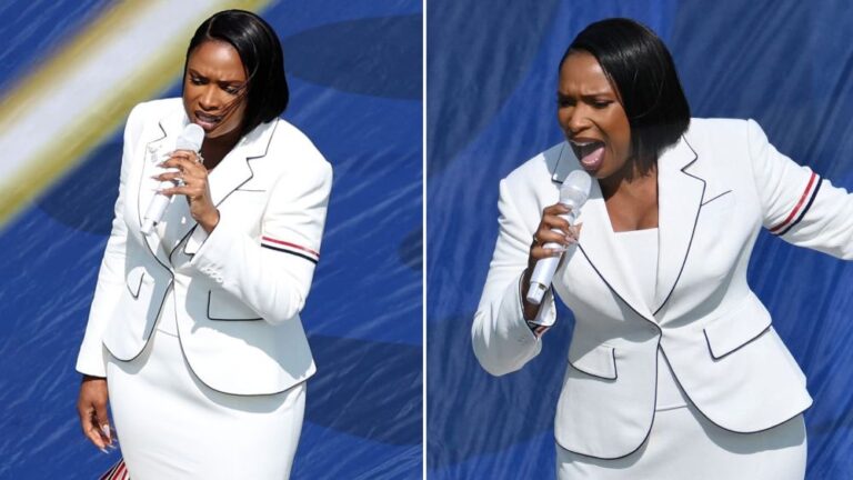 Jennifer Hudson Performs World Cup Anthem in Thom Browne